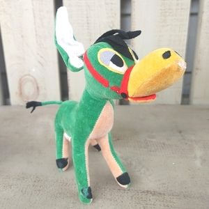 RARE Vintage Dakin Dream Pets Donkey Made In Japan Hard Stuffed Green Stoned
